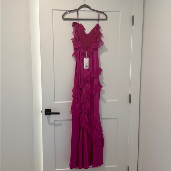 LoveShackFancy Rialto Dress Fuchsia Pink Ruffled Evening‎ Gown Size 4 - Picture 7 of 13